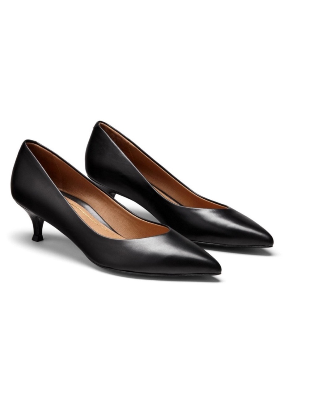 Vionic Josie Black Leather Pointed Toe Kitten Heel Pumps Size 8.5
